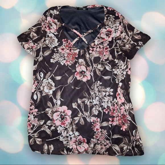 Paper Moon Women’s Boho Floral Criss Cross Neck Blouse Top Shirt Size S - Picture 3 of 7